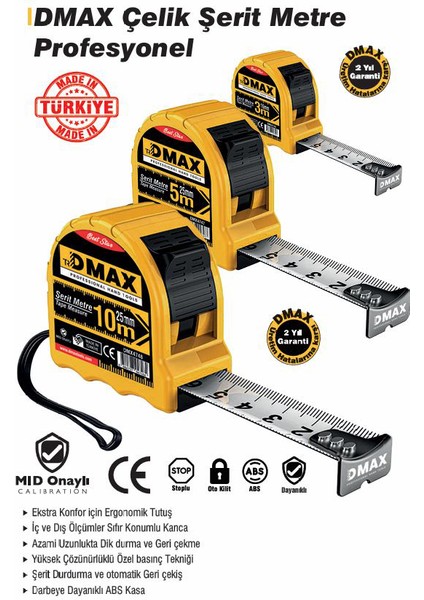 DMX4745 Profesyonel Serıt Metre 3*16 mm
