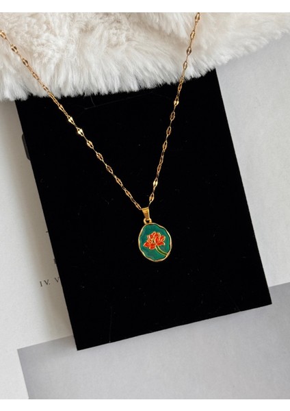 Vintage Çiçek Gül Lale Sanat Çelik Kolye fiyatları