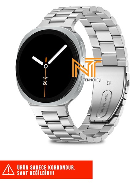 Samsung Galaxy Watch 8 40MM / 44MM / 46MM Classic Uyumlu Paslanmaz Çelik Baklalı Metal Kordon