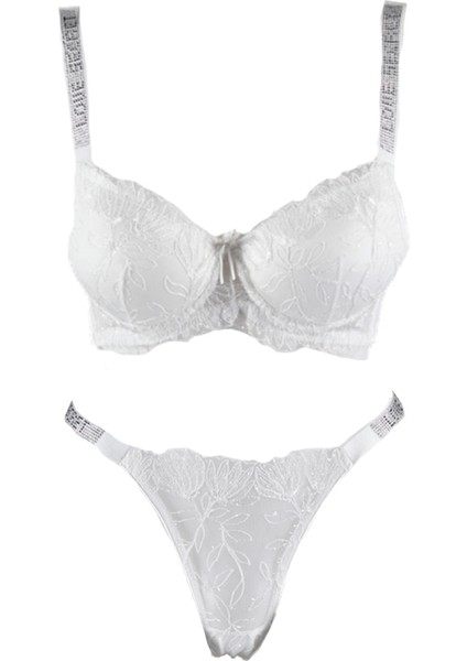 B Cup Destekli Taşlı Pırıltılı Sütyen Takım