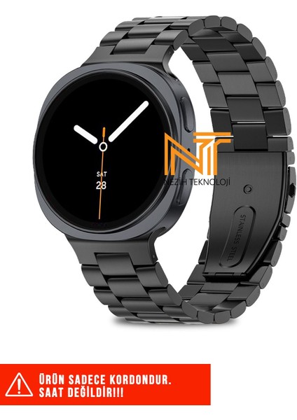 Samsung Galaxy Watch 8 40MM / 44MM / 46MM Classic Uyumlu Paslanmaz Çelik Baklalı Metal Kordon