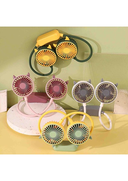 Şarjlı Boyun Tipi Mini Vantilatör 2 Kademeli Taşınabilir Sessiz Fan Usb'li Kişisel Klima Serinletici