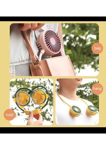 Şarjlı Boyun Tipi Mini Vantilatör 2 Kademeli Taşınabilir Sessiz Fan Usb'li Kişisel Klima Serinletici modelleri