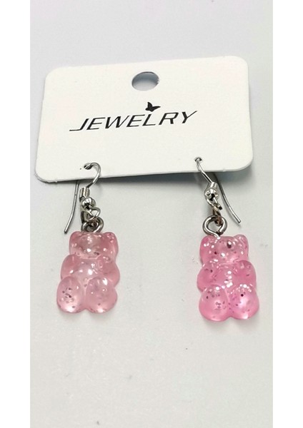 Açık Pembe Renkli Ayıcık Küpe