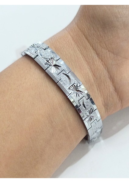 Lüks Spor Gösterişli Figürlü Gümüş Renk Bileklik