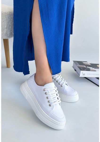 Carin Beyaz Keten Bağcıklı Spor Ayakkabı modelleri
