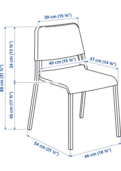 Teodores Mutfak Sandalyesi 46 x 80 cm 2 Adet Beyaz Plastik Kolay Temizlenir modelleri