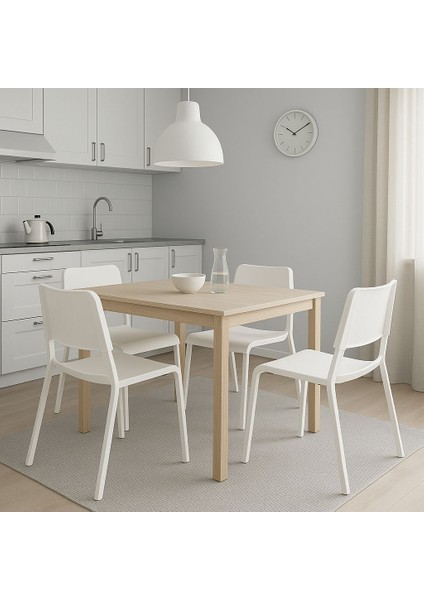 Teodores Mutfak Sandalyesi 46 x 80 cm 2 Adet Beyaz Plastik Kolay Temizlenir fırsatları