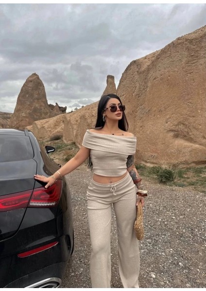 Madonna Yaka Bol Paça Pantolonlu Takım modelleri