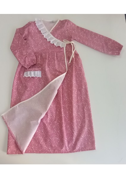 Kız Çocuk Pembe Çiçekli Namaz Elbisesi % 100 Pamuklu Poplin Kumaş 3-14 Yaş fiyatları
