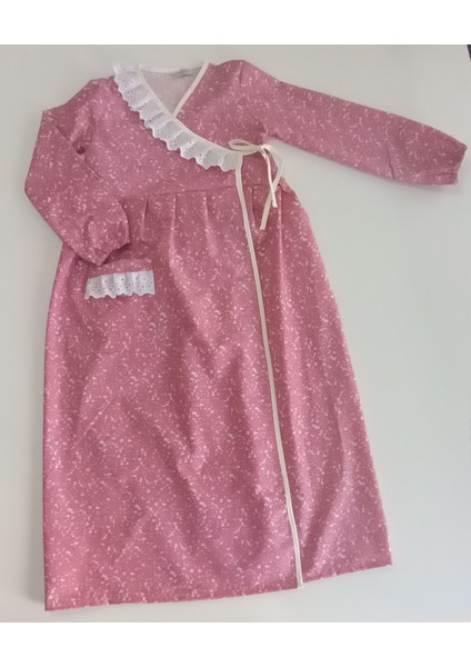 Kız Çocuk Pembe Çiçekli Namaz Elbisesi % 100 Pamuklu Poplin Kumaş 3-14 Yaş fırsatları