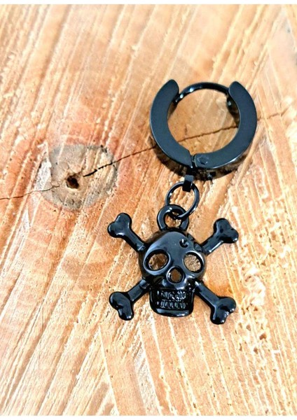 Çelik Kuru Kafa Unisex Siyah Küpe fiyatları