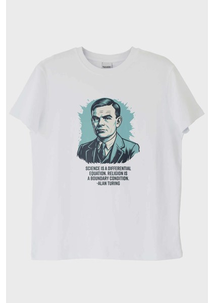 Science is a Differential Equation Alan Turing Baskılı Beyaz Tişört