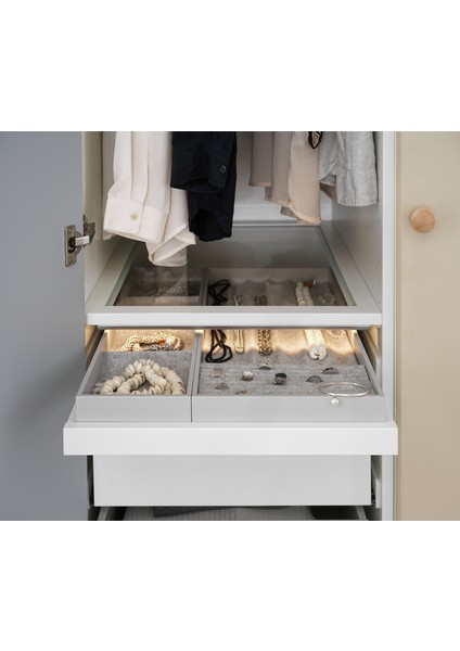 Komplement Raf Içi Bölmeli Ünite 15 x 53 x 5 cm Açık Gri Yumuşak Düzenleyici Takı Organizer modelleri