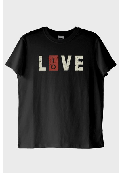 Lıove Elektrik Düğmeli Baskili Modern Tişört (M)