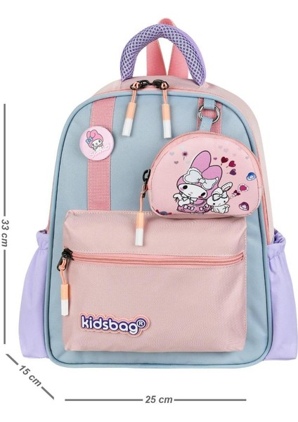 Kız Çocuk Anaokulu Sırt Çantası Melodi-Labubu Kreş Çantası 33*25 cm Ortopedik Su Itici Kumaş