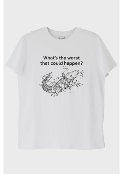 What&#039;s the Worst That Could Happen? Deniz Canlısı Tasarımlı Beyaz Tişört