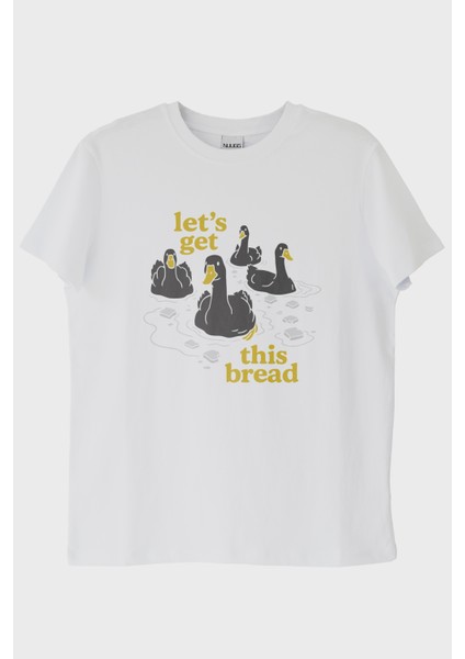 Let’s Get This Bread Baskılı Mizahi Tasarım Beyaz Tişört (Xs)