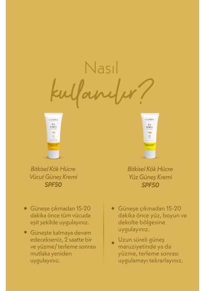 Güneş Bakım Seti Spf 50+ Uva & Uvb Koruma Bitkisel Kök Hücre Mineral Filtre Zinc Oxide indirimleri