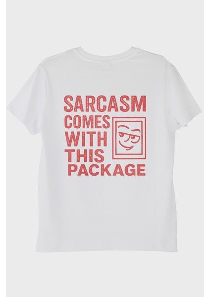 Sarcasm Comes With This Package Yazılı Beyaz Tişört