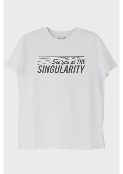 See You At The Singularity Baskılı Minimalist Beyaz Tişört (Xxl)