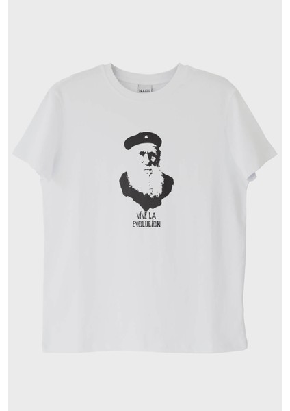 Vive La Evolución Baskılı Tarihi Figür Beyaz Tişört (Xl)