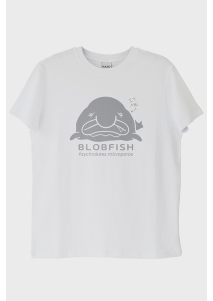 It Me Baskılı Blobfish Tasarım Beyaz Tişört (Xs)