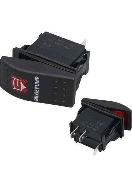 sintine Pompa Sembollü Işıklı 3 Pinli On-Off 12-24V Marin Switch