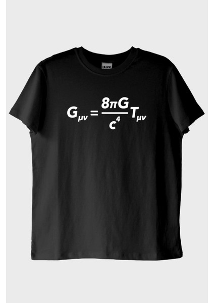 Gövdesinde EINSTEIN&#039;IN Formülü Olan Tasarım Siyah Tişört (S)