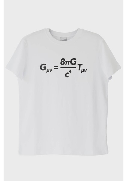 Gövdesinde EINSTEIN&#039;IN Formülü Olan Tasarım Beyaz Tişört (L)