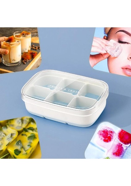 6 Bölmeli Silikon Tabanlı Kapaklı Buz Kalıbı Yapışmaz