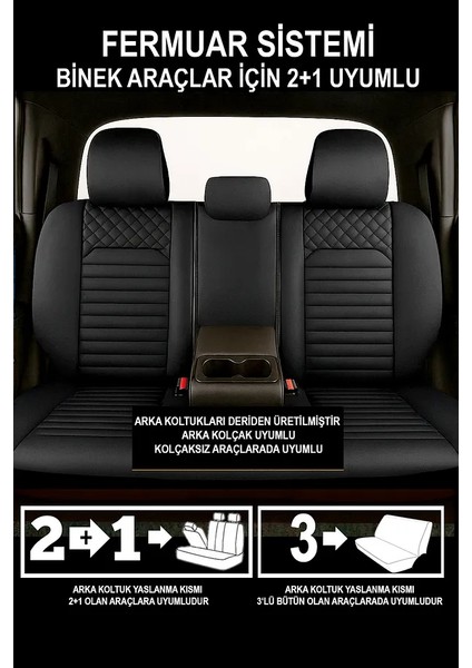 Dacia Duster Laureate 1.5 Dci 110 4x4 E2 I x Md 2015 Uyumlu Deri Oto Kılıfı Tam Set Siyah fırsatları