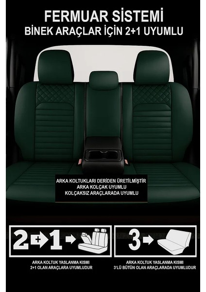 Suzuki Swiftı (Facelift 2013) 1.2 (94 Hp) 4x4 5d 2014 Uyumlu Deri Oto Kılıfı Tam Set Yeşil fırsatları