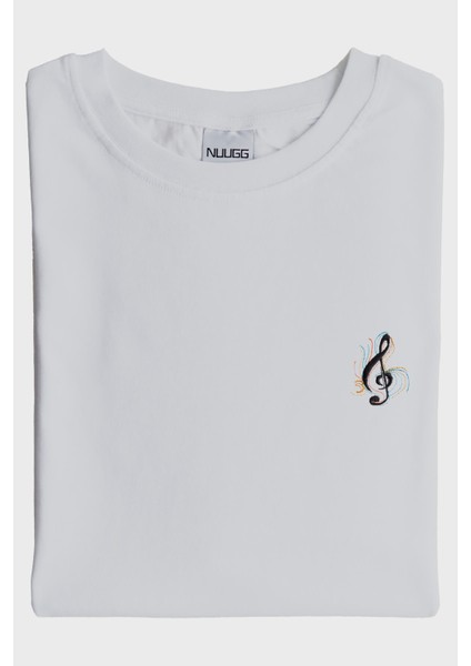 Siyah Sol Anahtarı Renkli Nakış Müzik T-Shirt (Xs)