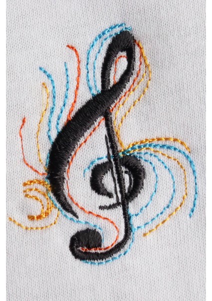 Siyah Sol Anahtarı Renkli Nakış Müzik T-Shirt (Xs) fırsatları