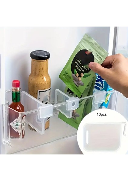 10'lu Şeffaf Plastik Buzdolabı Kapak Içi Ayırıcı Seti | Raf Düzenleyici Organizer | Mutfak Dolap Içi Aksesuar