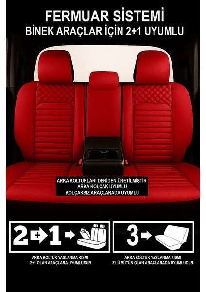 Ssangyong Kyron (Facelift 2007) 2.3i 16V (150) 2013 Uyumlu Deri Oto Kılıfı Tam Set Kırmızı fırsatları