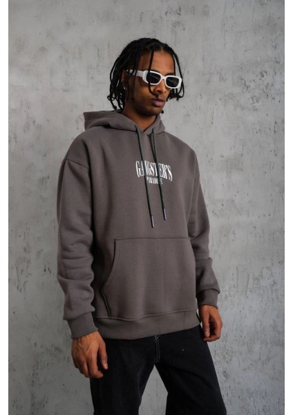 Erkek Paradise Baskılı Kapüşonlu Sweat - Gri modelleri