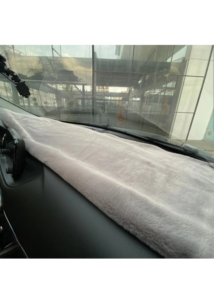 Universal Oto Cam Önü Torpido Koruyucu Peluş 140×45CM Gri Renk