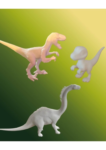 3'lü Dinozor Figür Seti-Boyanabilir Dinazor Figür Oyuncaklar