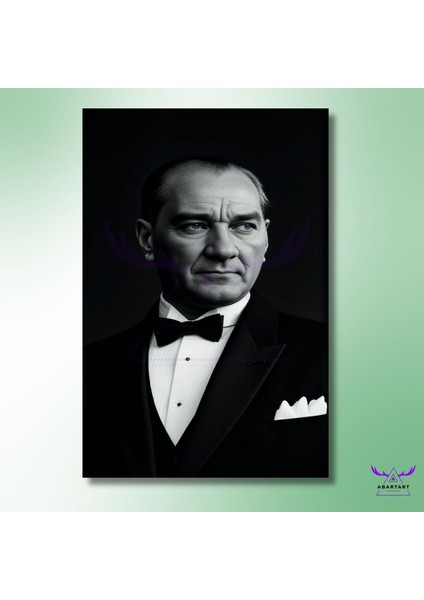 Tekli Dikey Kanvas Ofis Tablosu Siyah Beyaz Atatürk Portresi fiyatları
