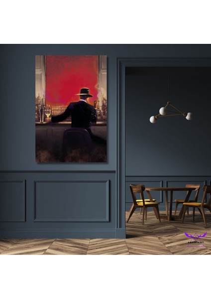 Tekli Dikey Kanvas Brent Lynch Bar Akşam Yemeği Erkek Tablosu