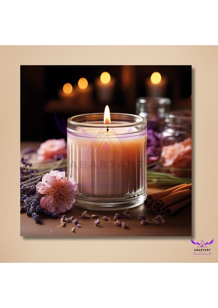 Tekli Kare Kanvas Modern Salon Tablosu Pembe Yanan Mum fiyatları