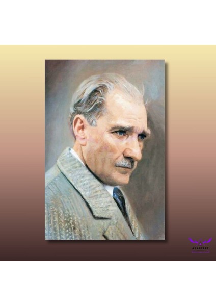 Tekli Dikey Kanvas Duvar Tablosu Yan Profil Klasik Atatürk Portresi fiyatları