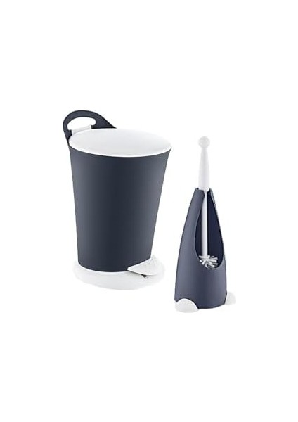 Penguen Pedallı Çöp Kovası ve Klozet Fırçası Set Antrasit fiyatları