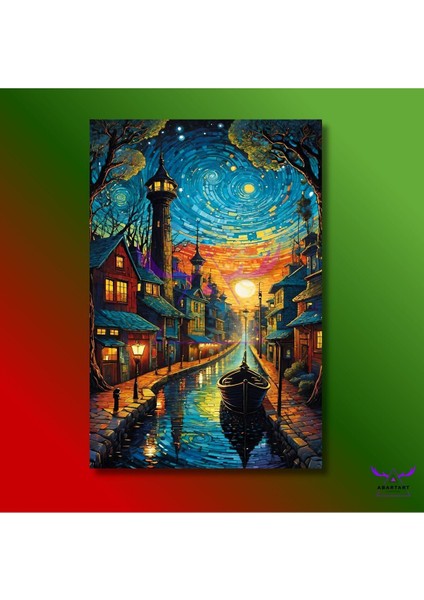 Tekli Dikey Kanvas Modern Duvar Tablosu Van Gogh Tarzı Yıldızlı Gece fiyatları