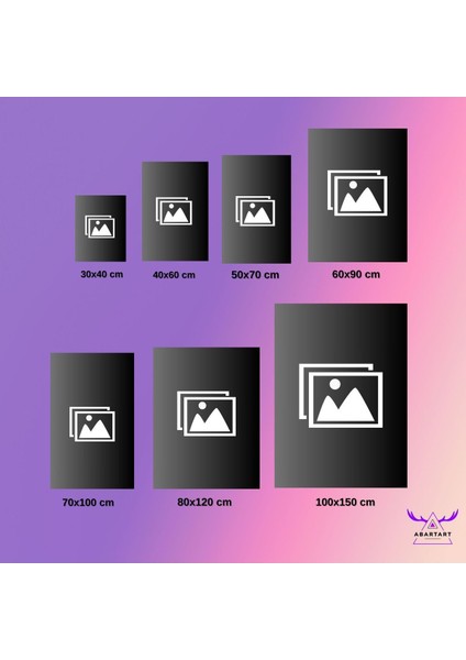 Tekli Dikey Kanvas Şık Duvar Tablosu Soyut Çok Renkli Göl Kenarı ve Orman modelleri