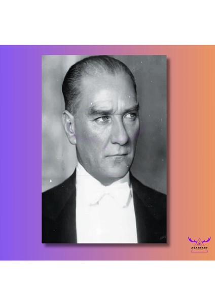 Tekli Dikey Kanvas Şım Ofis Duvar Tablosu Siyah Beyaz Atatürk Portresi fiyatları