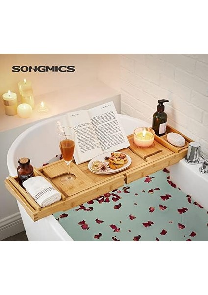 Çıkarılabilir Küvet Rafı Bambu Ayarlanabilir (75-109) x 4,5 x 23 cm fiyatları