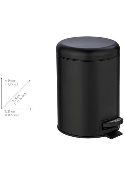 Pedallı Çöp Kovası Paslanmaz Çelik 5 L. Alassio, Parlak, Parlak Gümüş, 5 Litre, 21 x 24 x 28 cm modelleri